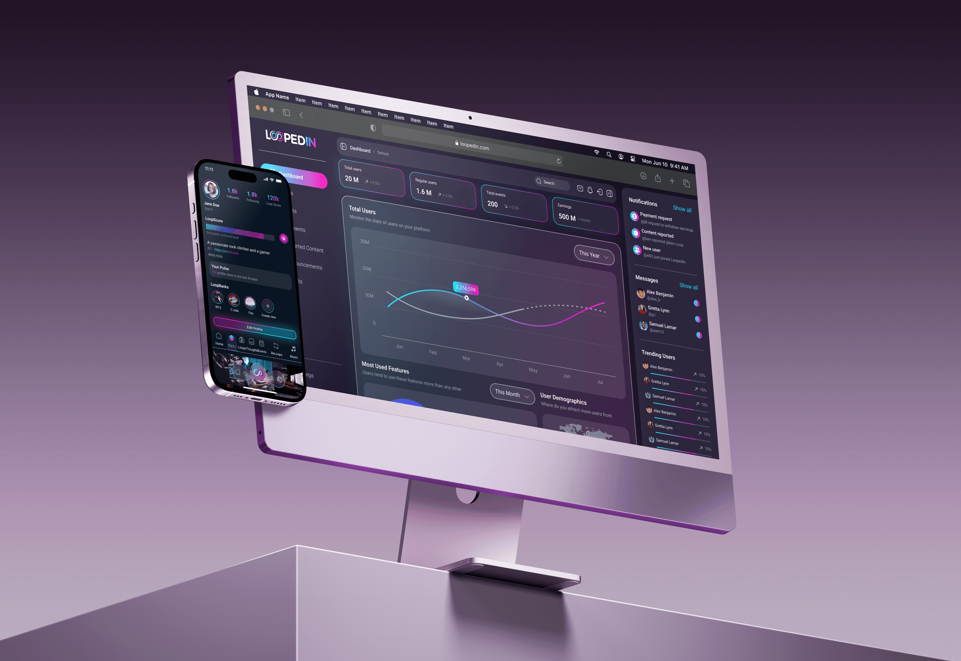 Loopedin project screenshot